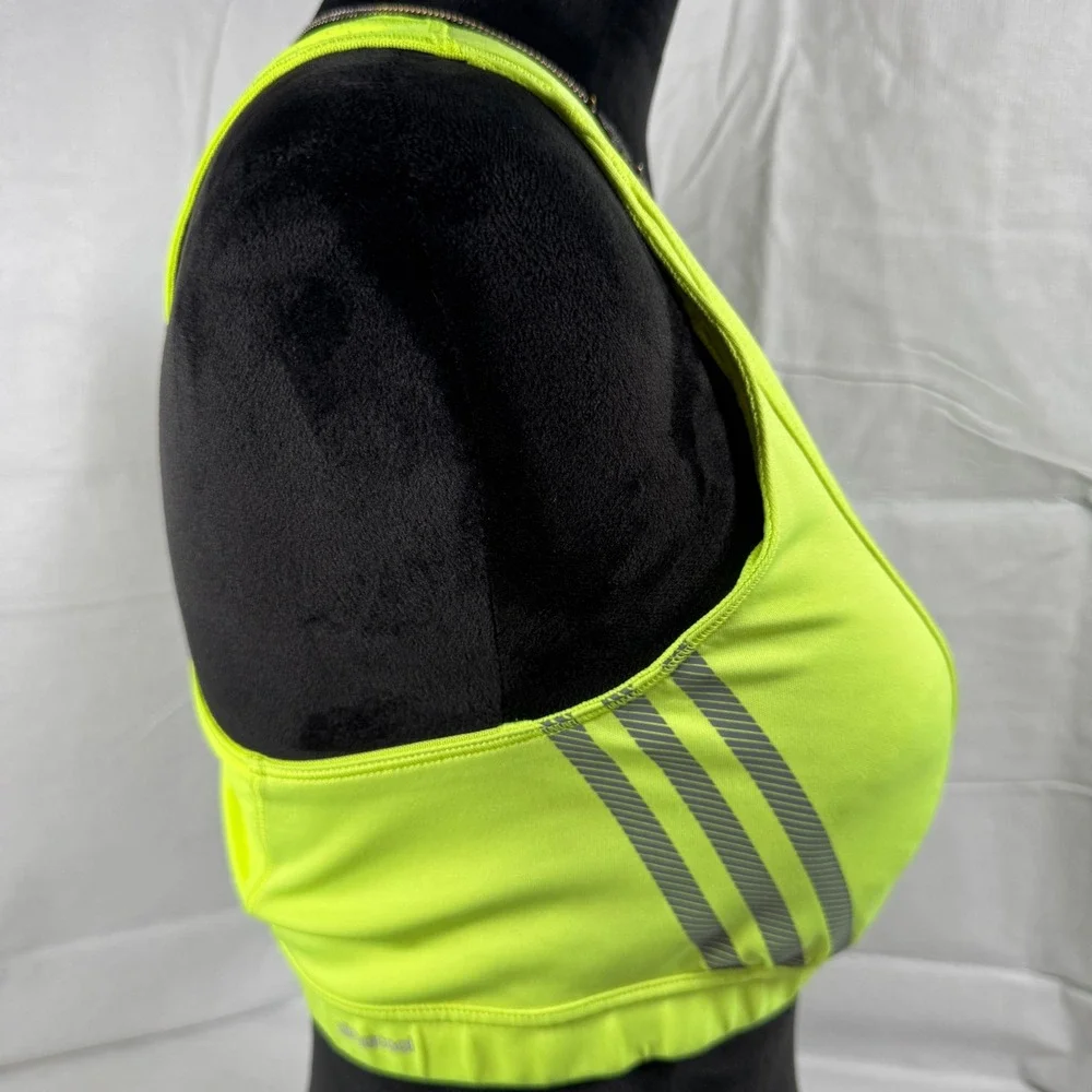 Adidas Womens Climacool Sports Bra Neon Yellow Green G68399 Size Large